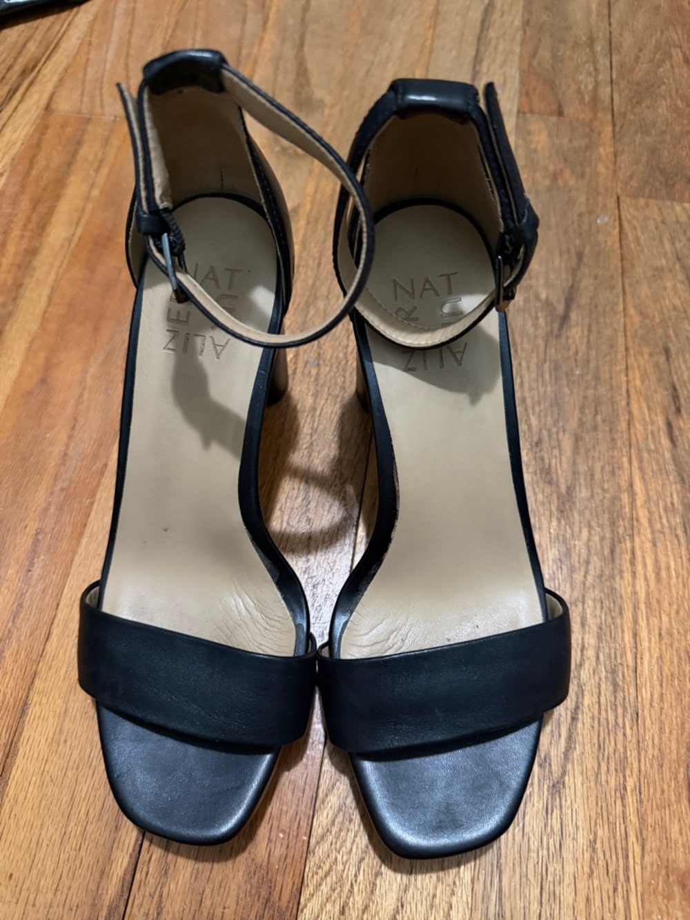 Naturalizer Black Open-Toe Ankle Strap Block Heels